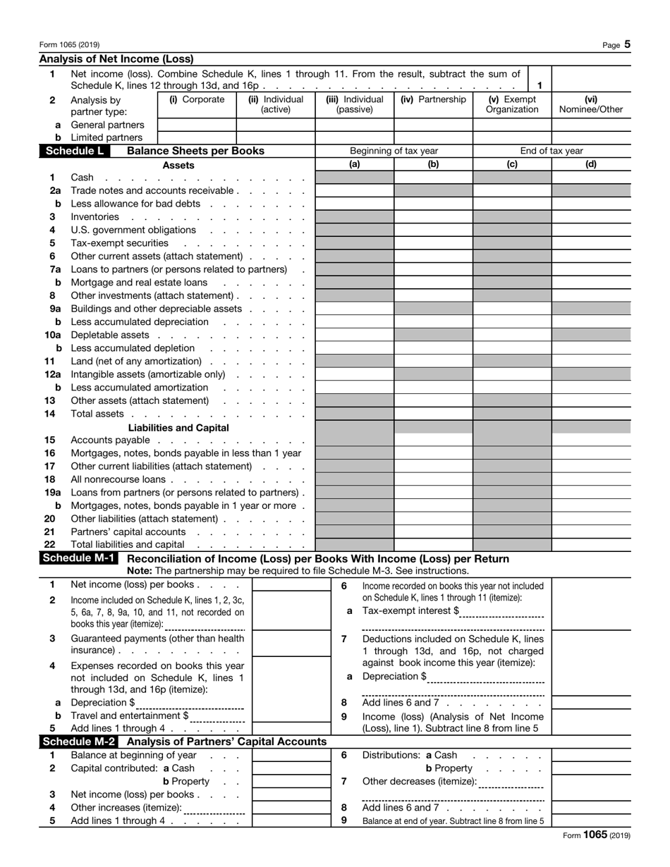 IRS Form 1065 U.S. Return of Partnership Income, Page 5