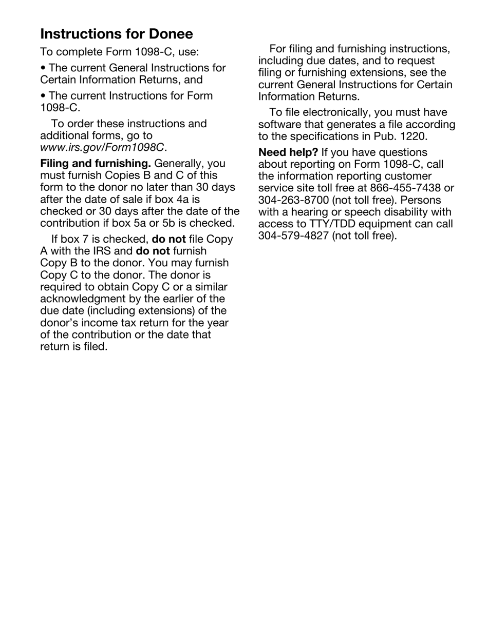 IRS Form 1098-C Contributions of Motor Vehicles, Boats, and Airplanes, Page 6