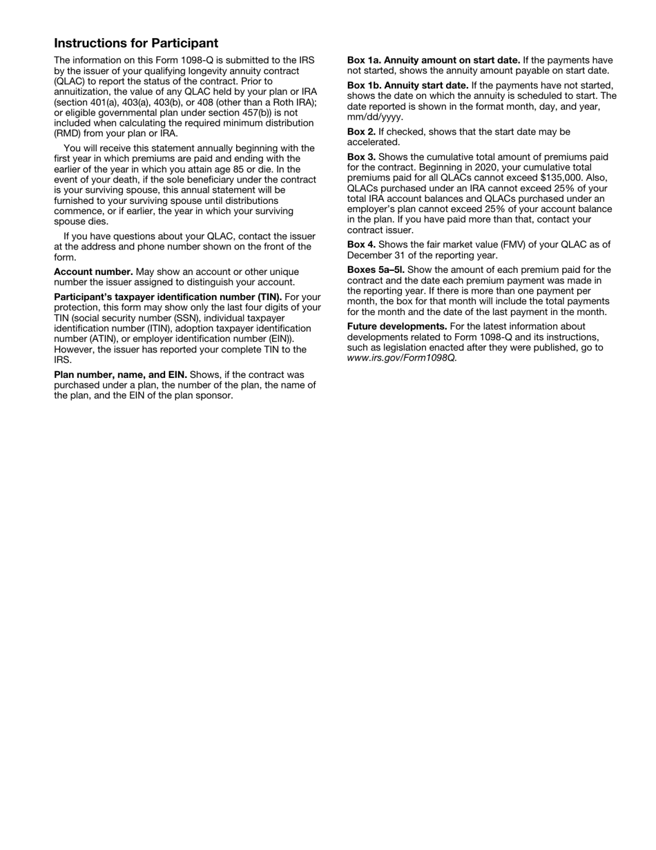 IRS Form 1098-Q Qualifying Longevity Annuity Contract Information, Page 3