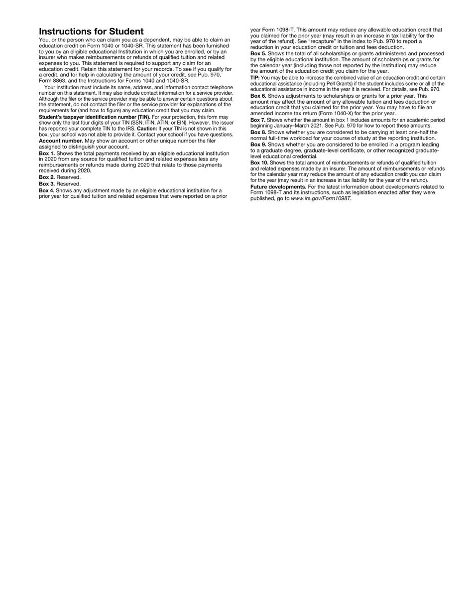 IRS Form 1098-T Tuition Statement, Page 3