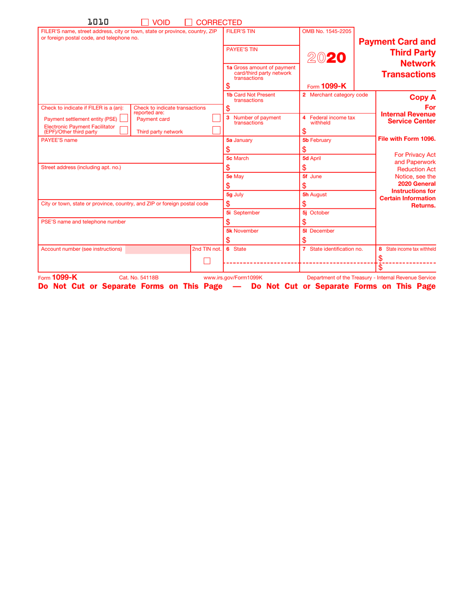 IRS Form 1099-K Payment Card and Third Party Network Transactions, Page 2