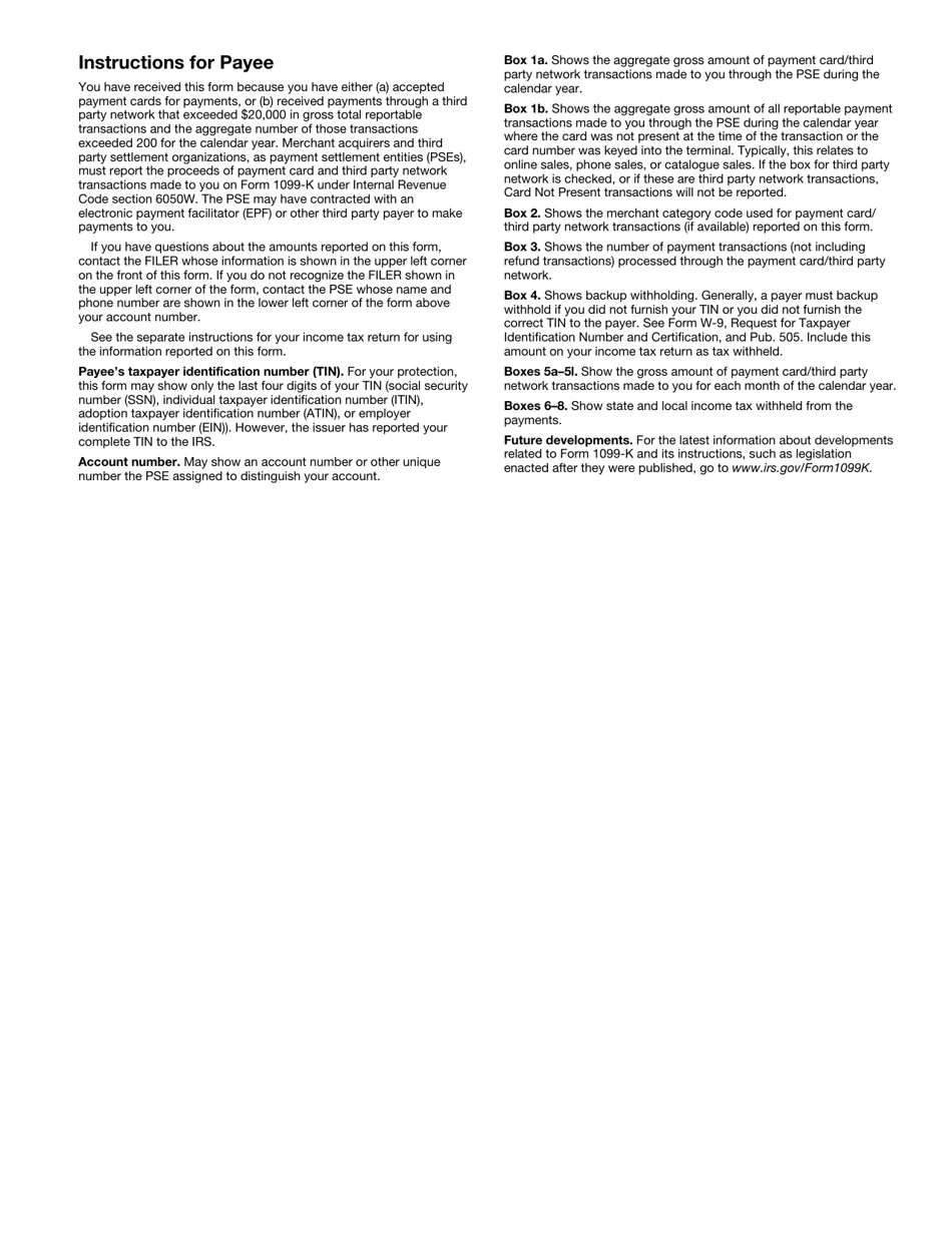 IRS Form 1099-K Payment Card and Third Party Network Transactions, Page 5