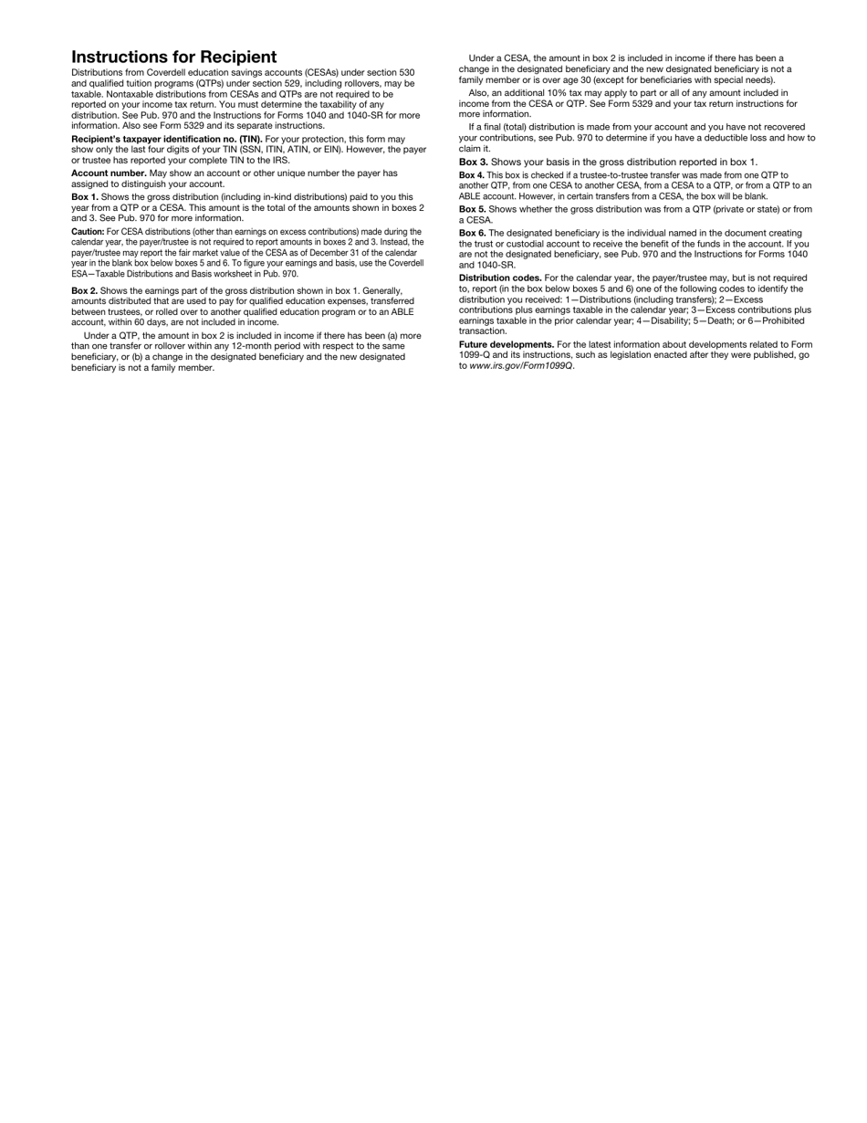 IRS Form 1099-Q Payments From Qualified Education Programs (Under Sections 529 and 530), Page 3