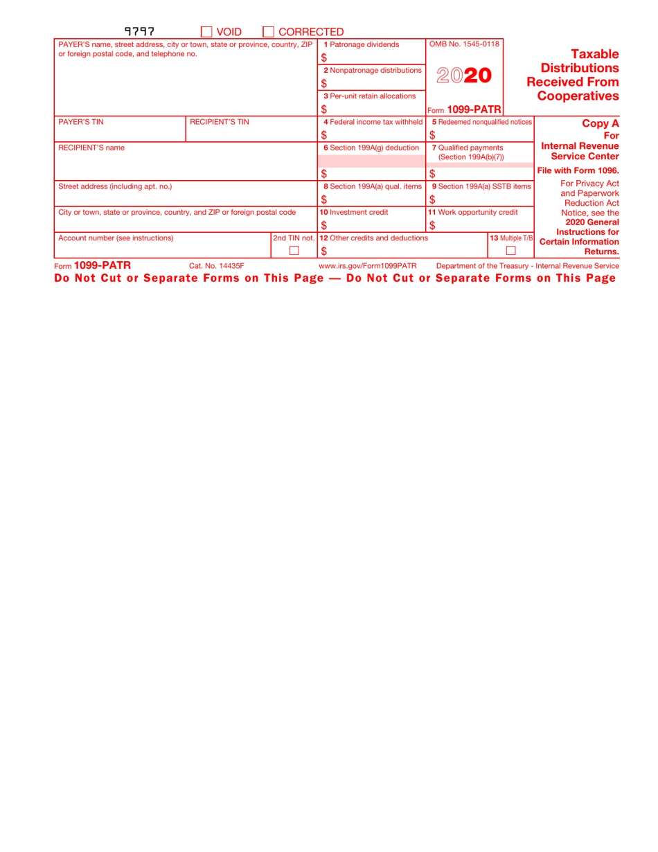 IRS Form 1099-PATR Taxable Distributions Received From Cooperatives, Page 2