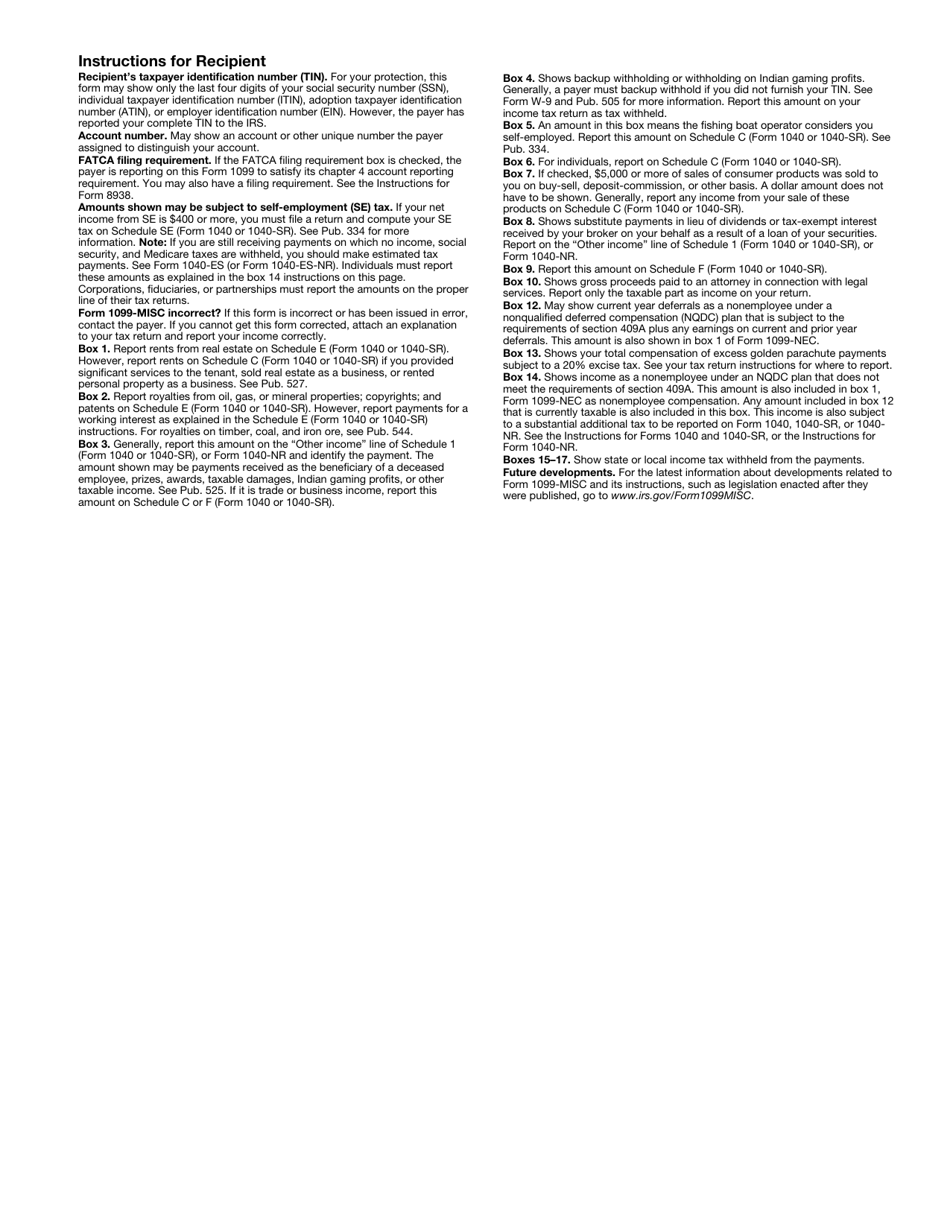 IRS Form 1099-MISC Miscellaneous Income, Page 5