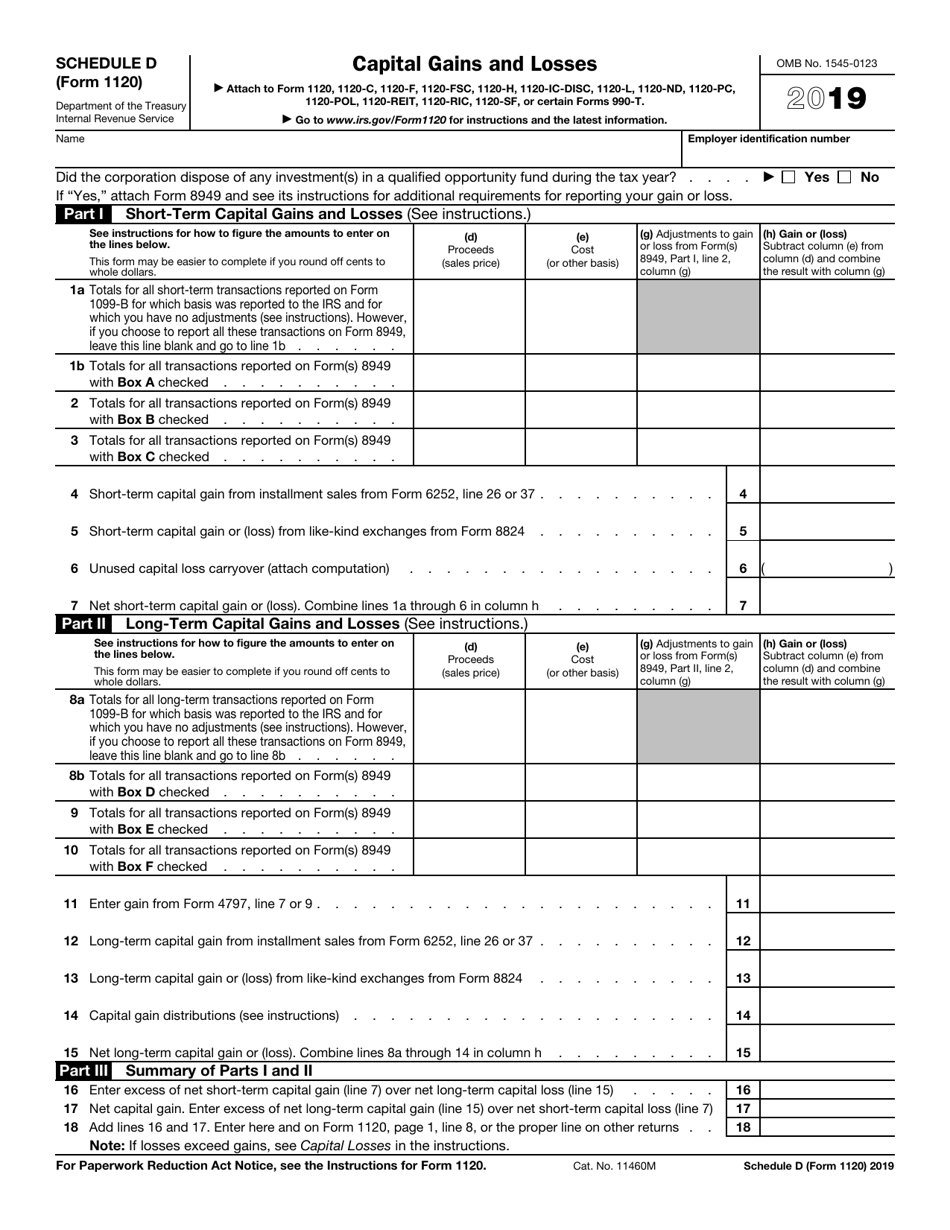 Irs Form Schedule D Download Fillable Pdf Or Fill Online Capital