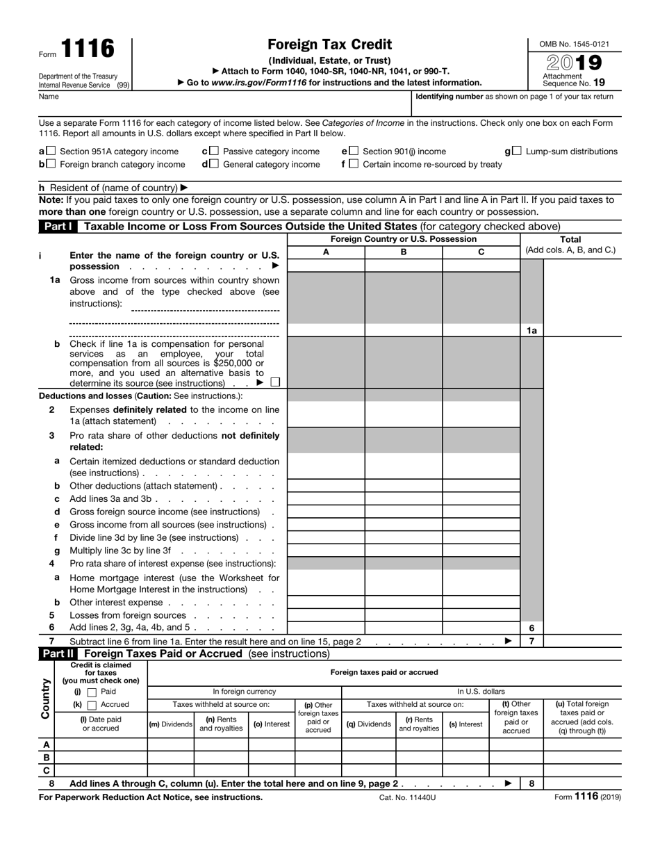 IRS Form 1116 Foreign Tax Credit, Page 1