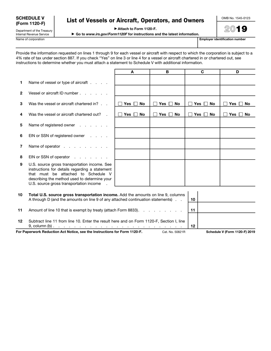 IRS Form 1120-F Schedule V Download Fillable PDF or Fill Online List of ...