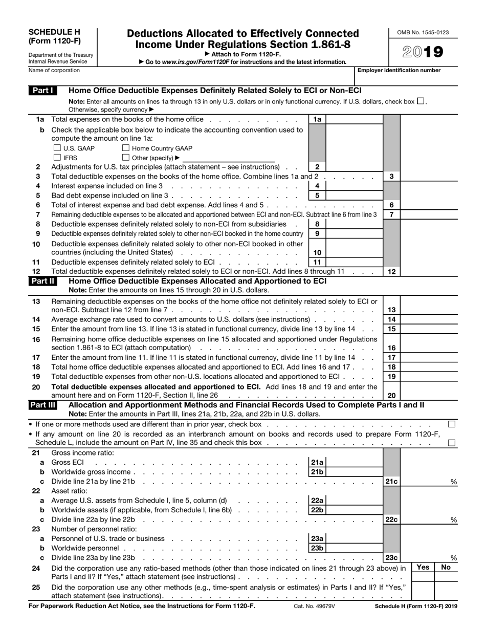 IRS Form 1120F Schedule H Download Fillable PDF or Fill Online