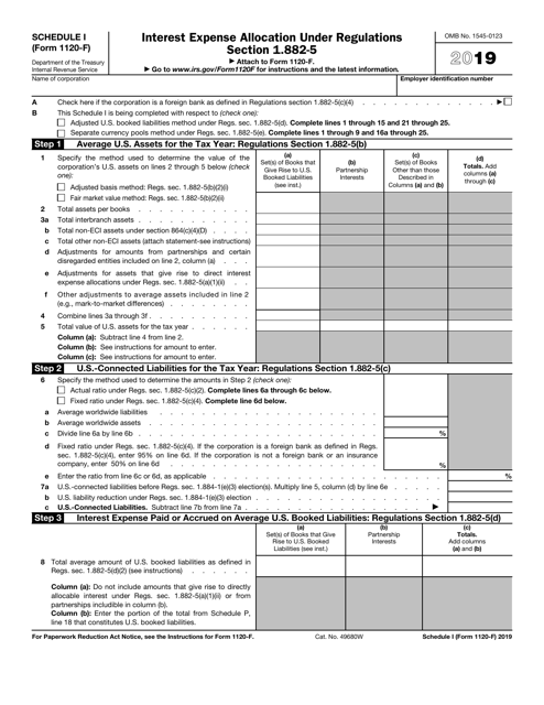 IRS Form 1120-F Schedule I 2019 Printable Pdf