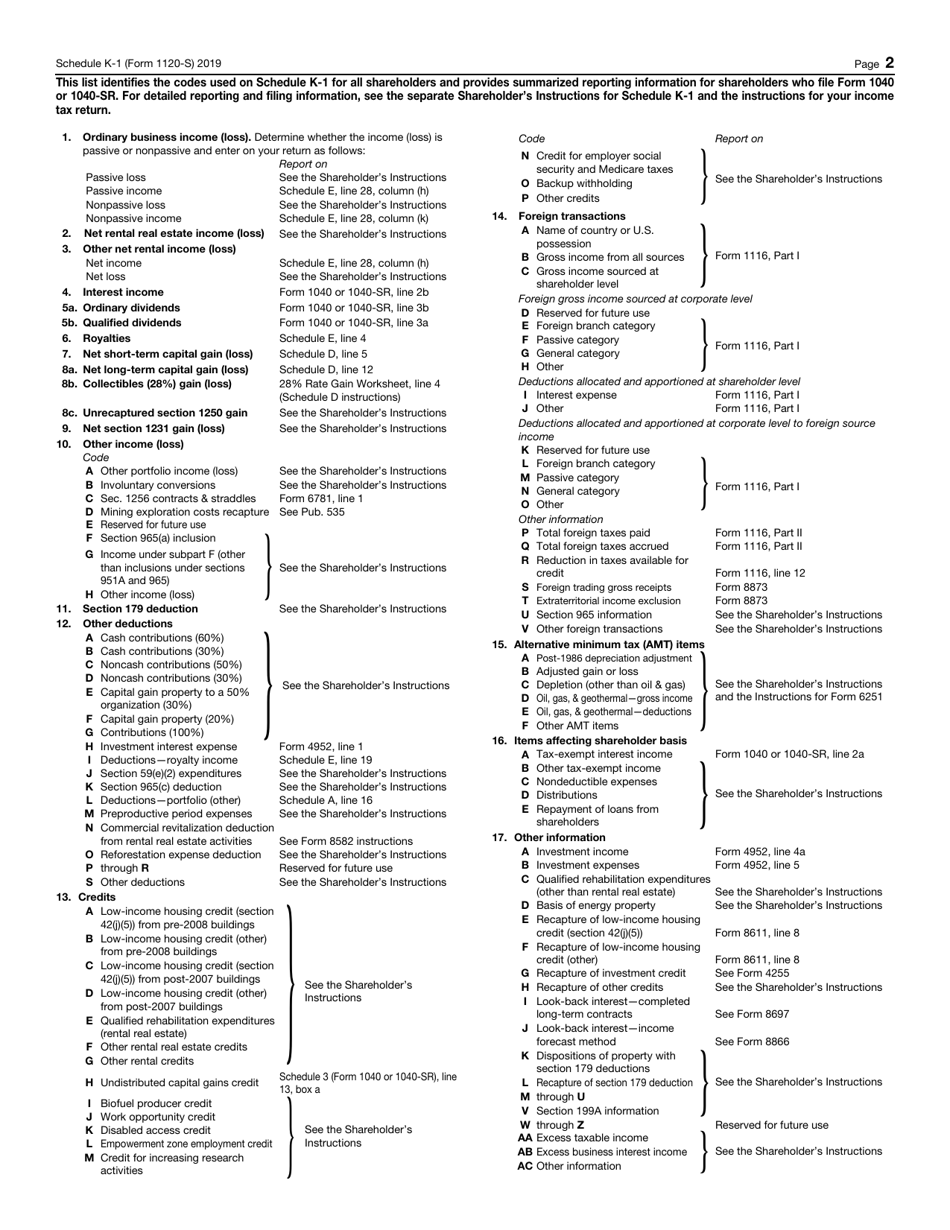 Irs Form 1120 S Schedule K 1 2019 Fill Out Sign Online And Download Fillable Pdf 