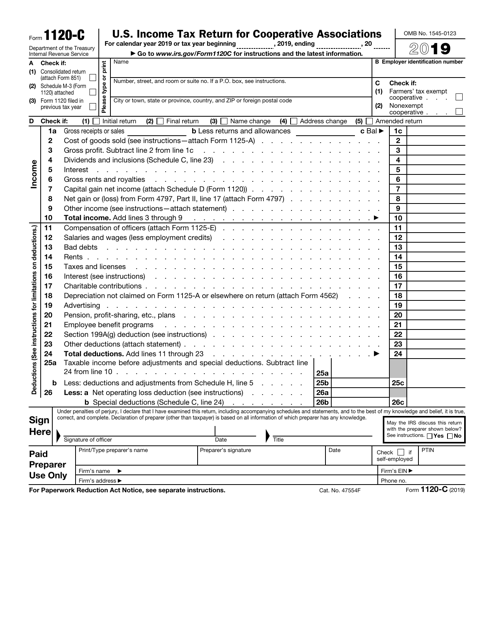 IRS Form 1120-C 2019 Printable Pdf