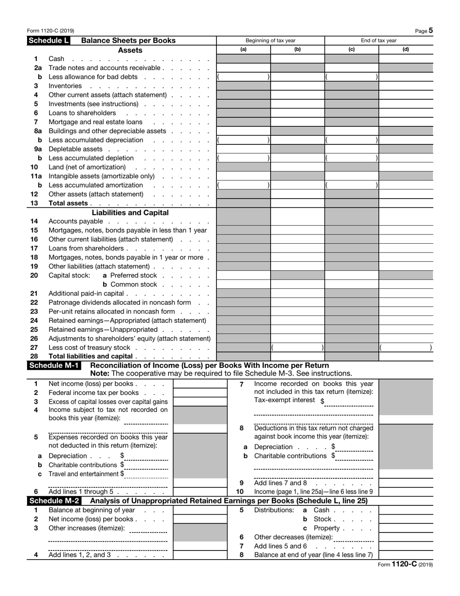 IRS Form 1120-C U.S. Income Tax Return for Cooperative Associations, Page 5