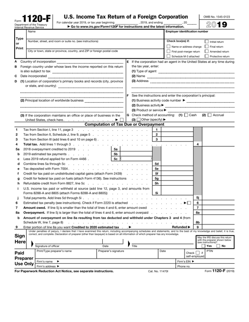 IRS Form 1120-F 2019 Printable Pdf