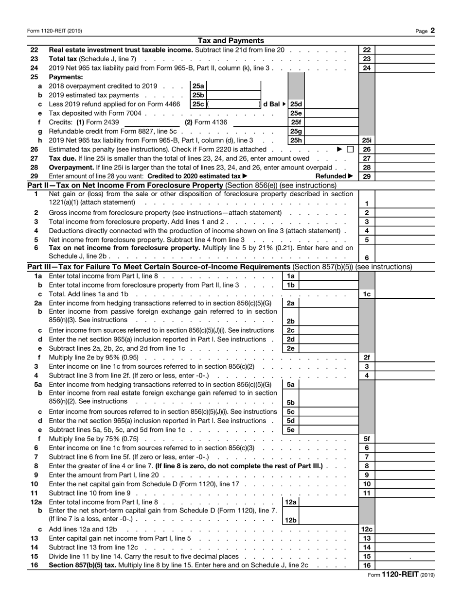 IRS Form 1120-REIT U.S. Income Tax Return for Real Estate Investment Trusts, Page 2