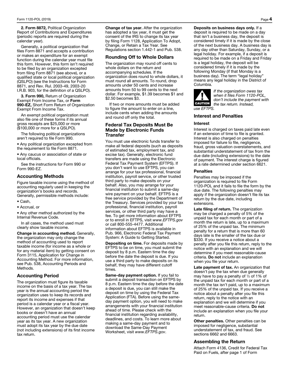 IRS Form 1120-POL U.S. Income Tax Return for Certain Political Organizations, Page 4