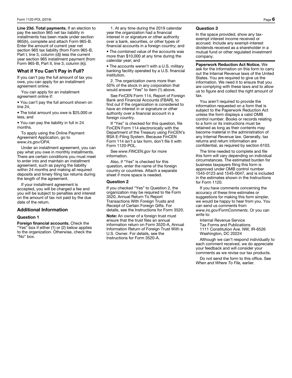 IRS Form 1120-POL U.S. Income Tax Return for Certain Political Organizations, Page 6