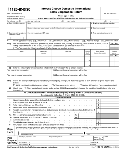 IRS Form 1120-IC-DISC  Printable Pdf
