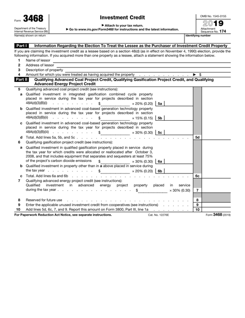 IRS Form 3468 Download Fillable PDF Or Fill Online Investment Credit 