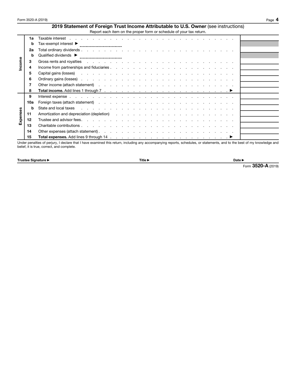 IRS Form 3520-A Annual Information Return of Foreign Trust With a U.S. Owner, Page 4