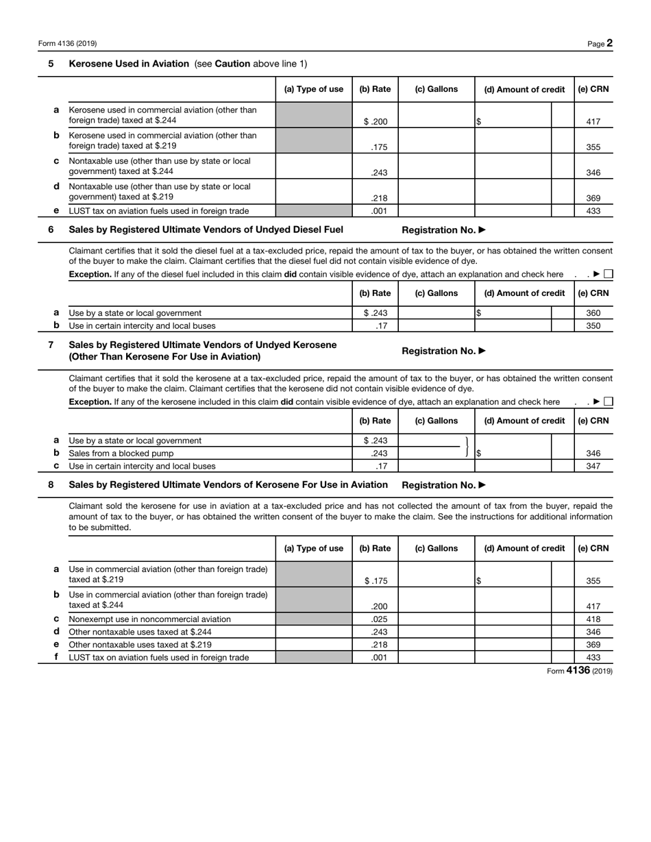 IRS Form 4136 - 2019 - Fill Out, Sign Online and Download Fillable PDF ...