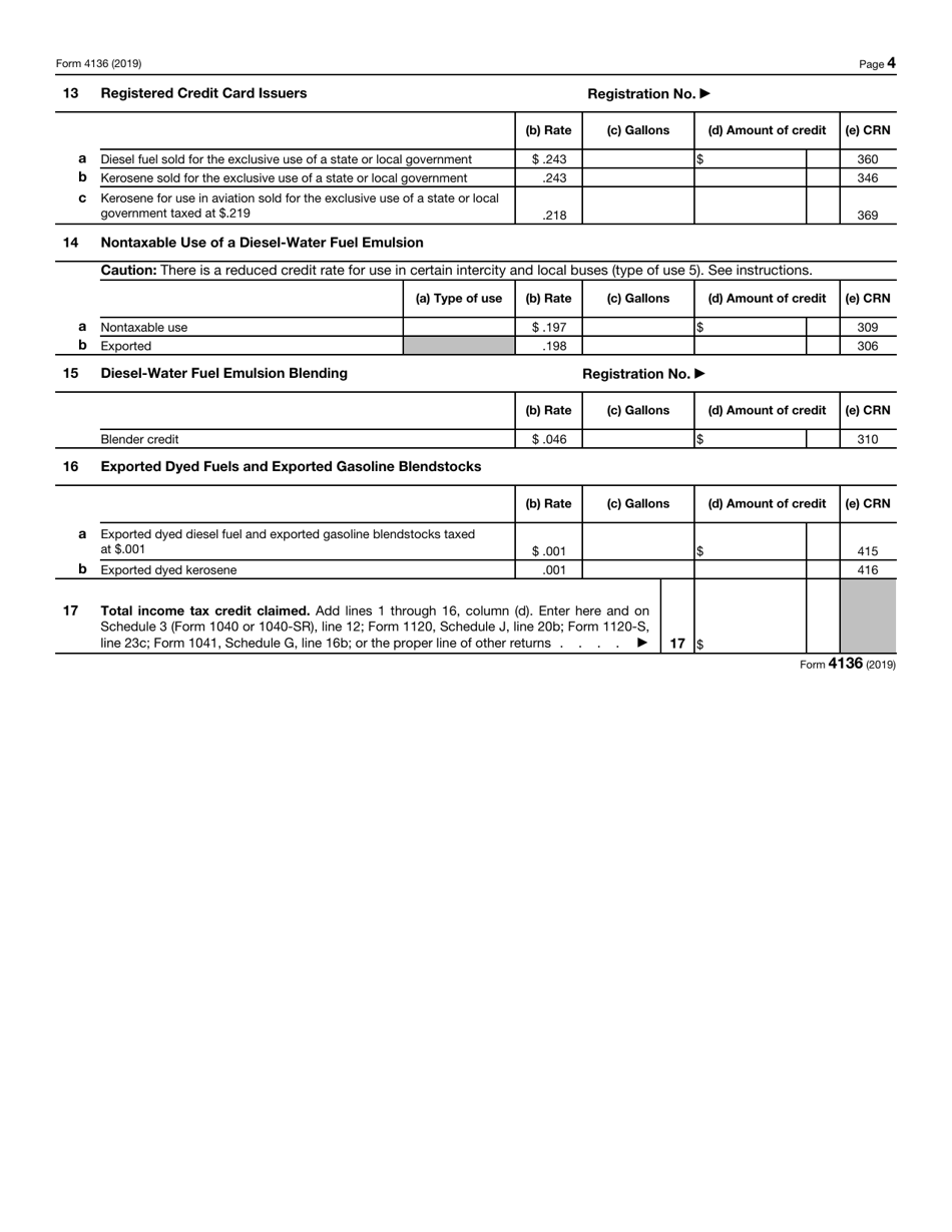 IRS Form 4136 - 2019 - Fill Out, Sign Online and Download Fillable PDF ...