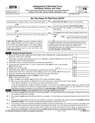 IRS Form 2210 Underpayment of Estimated Tax by Individuals, Estates, and Trusts
