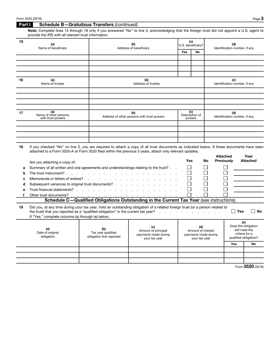 IRS Form 3520 Annual Return to Report Transactions With Foreign Trusts and Receipt of Certain Foreign Gifts, Page 3