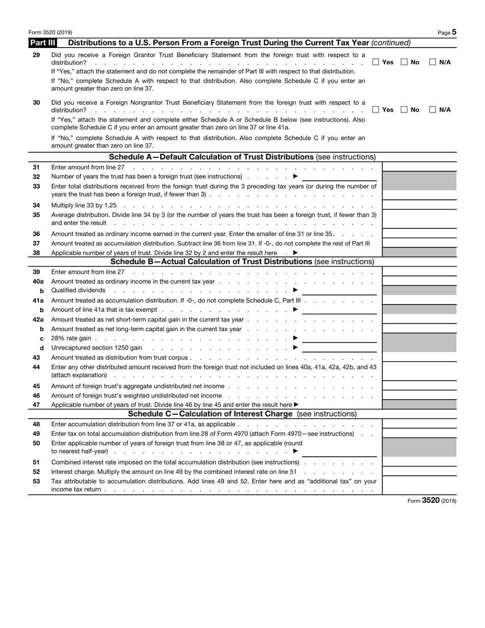 IRS Form 3520 Annual Return to Report Transactions With Foreign Trusts and Receipt of Certain Foreign Gifts, Page 5