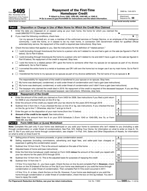 IRS Form 5405  Printable Pdf