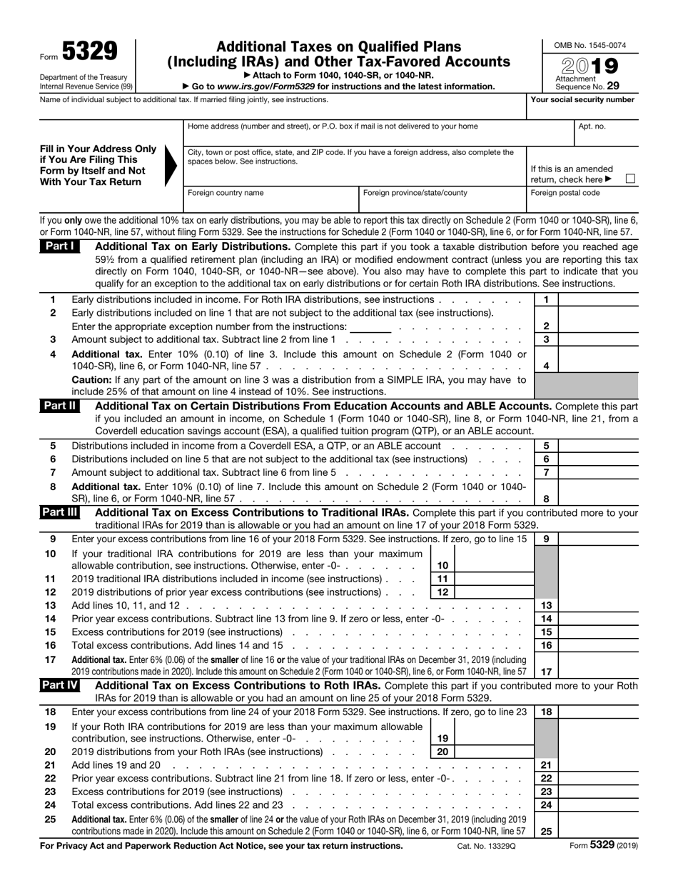 IRS Form 5329 Download Fillable PDF or Fill Online Additional Taxes on