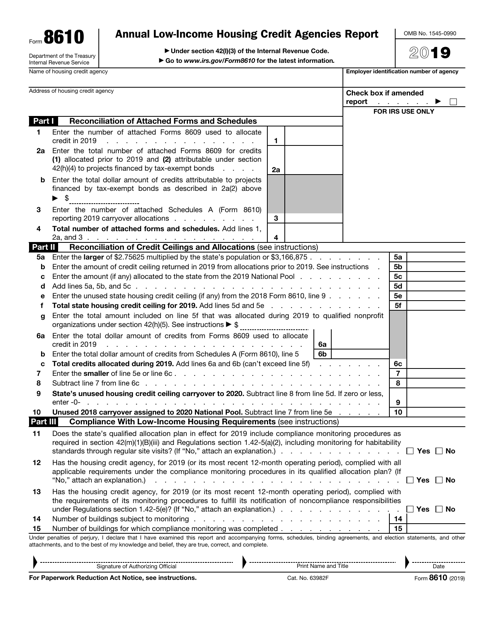 IRS Form 8610 2019 Printable Pdf