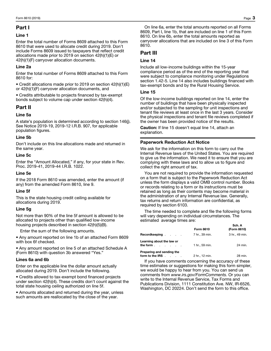 IRS Form 8610 Annual Low-Income Housing Credit Agencies Report, Page 3