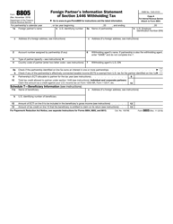 Document preview: IRS Form 8805 Foreign Partner's Information Statement of Section 1446 Withholding Tax