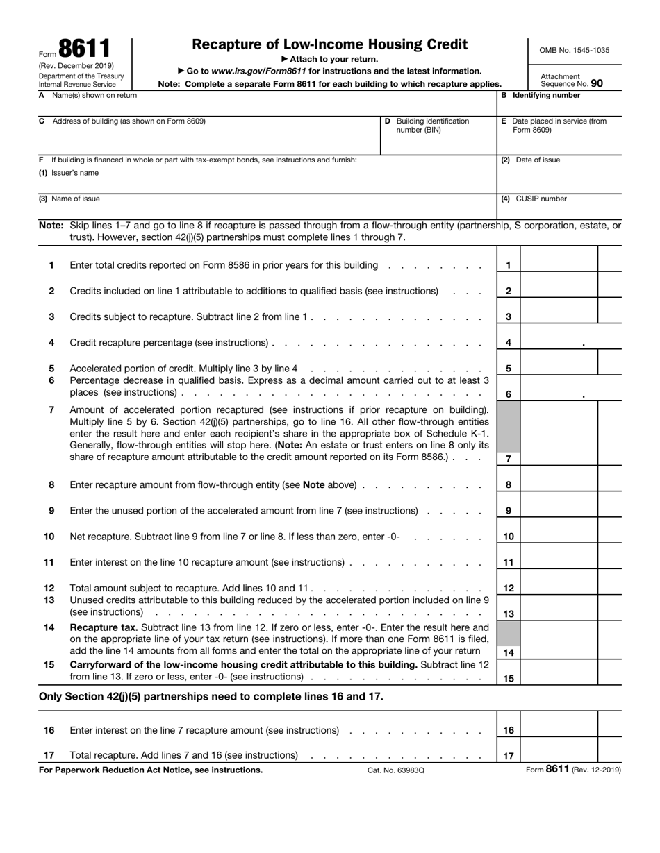 IRS Form 8611 Recapture of Low-Income Housing Credit, Page 1