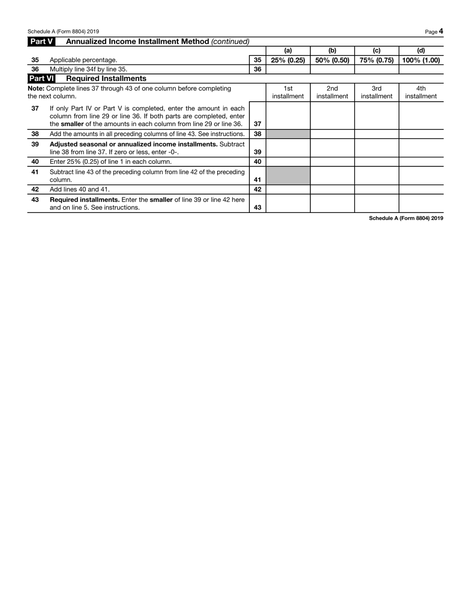 IRS Form 8804 Schedule A Penalty for Underpayment of Estimated Section 1446 Tax by Partnerships, Page 4