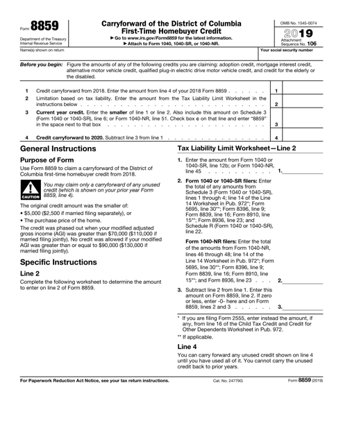 IRS Form 8859 2019 Printable Pdf