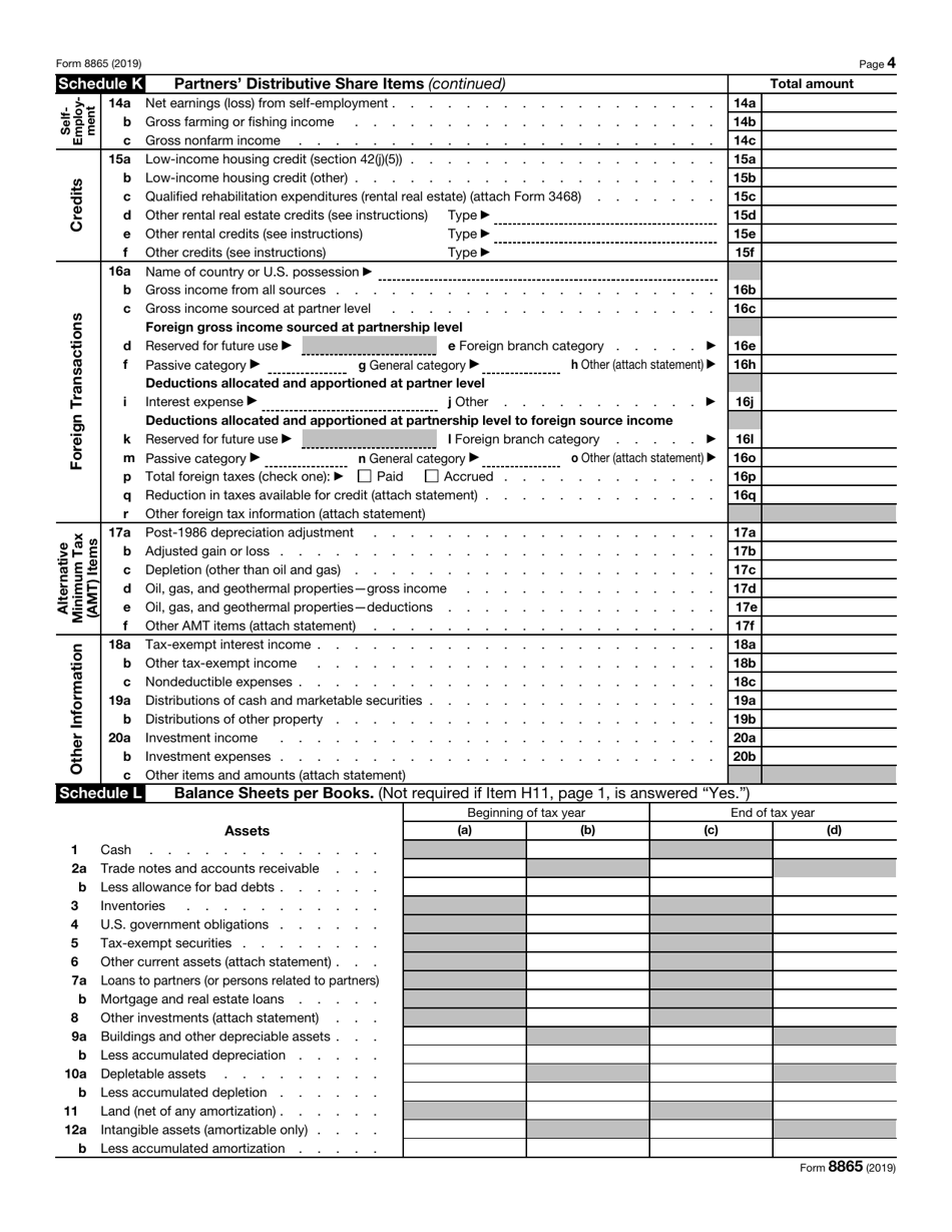 IRS Form 8865 Return of U.S. Persons With Respect to Certain Foreign Partnerships, Page 4