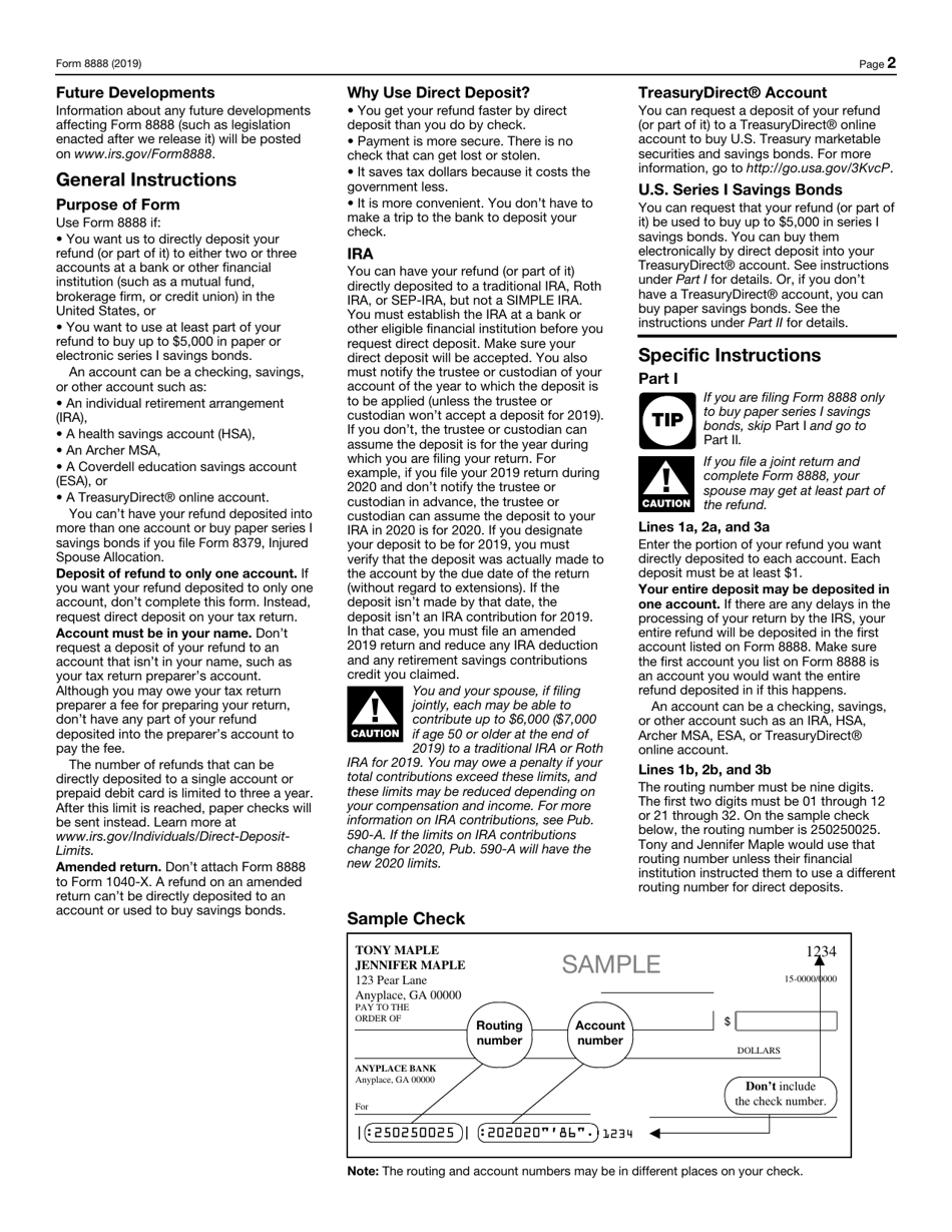 IRS Form 8888 Allocation of Refund (Including Savings Bond Purchases), Page 2
