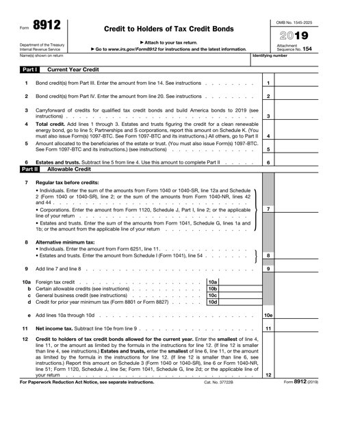 IRS Form 8912 2019 Printable Pdf