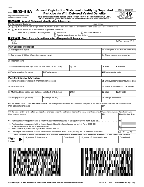 IRS Form 8955-SSA 2019 Printable Pdf