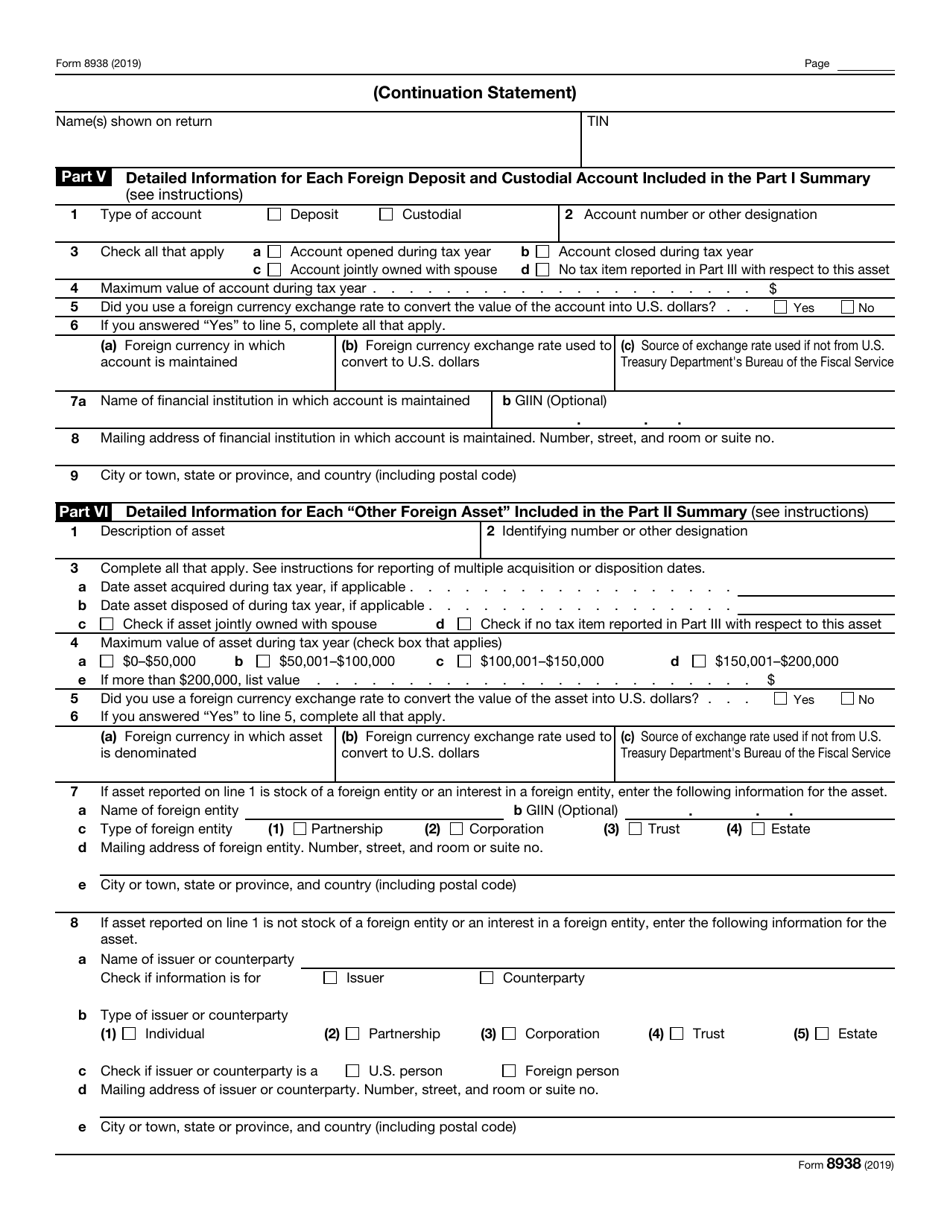IRS Form 8938 Statement of Specified Foreign Financial Assets, Page 3