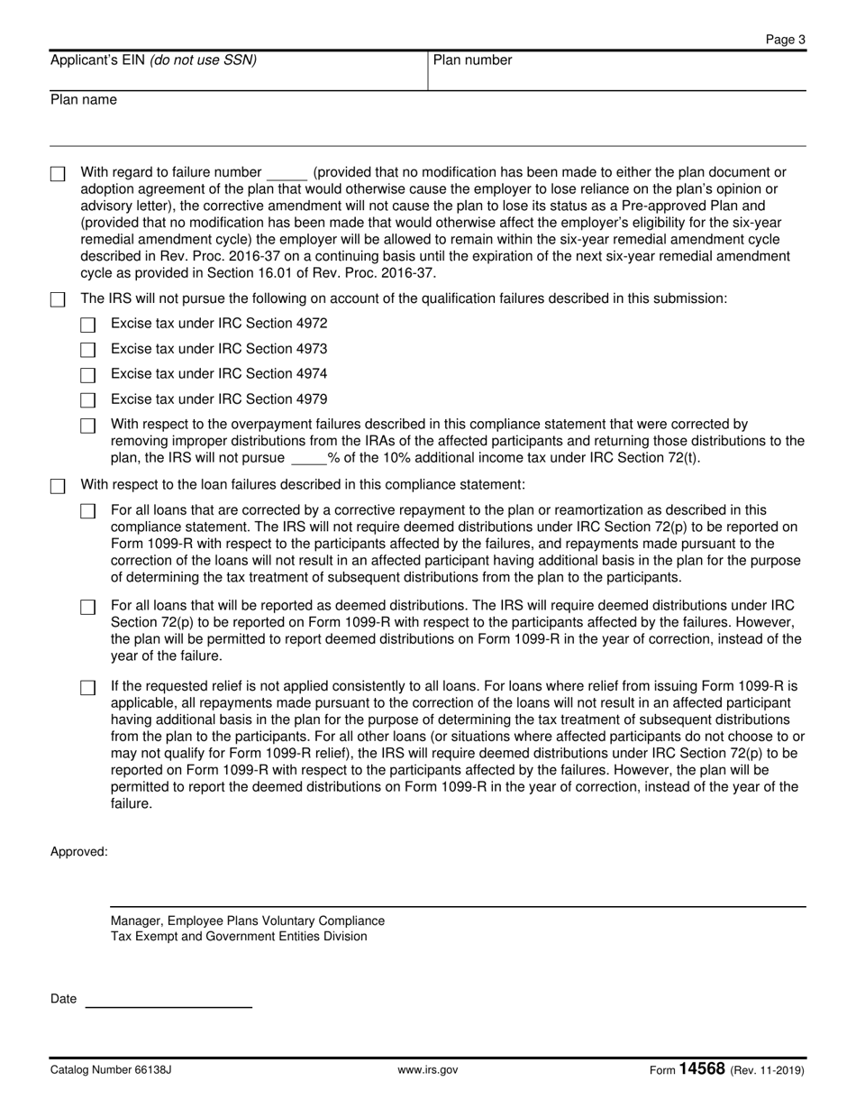 IRS Form 14568 Model Vcp Compliance Statement, Page 3