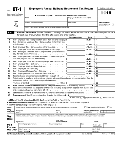 IRS Form CT-1 2019 Printable Pdf