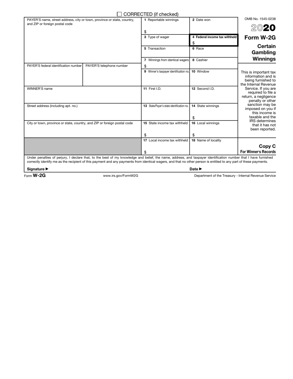 IRS Form W-2G Certain Gambling Winnings, Page 4