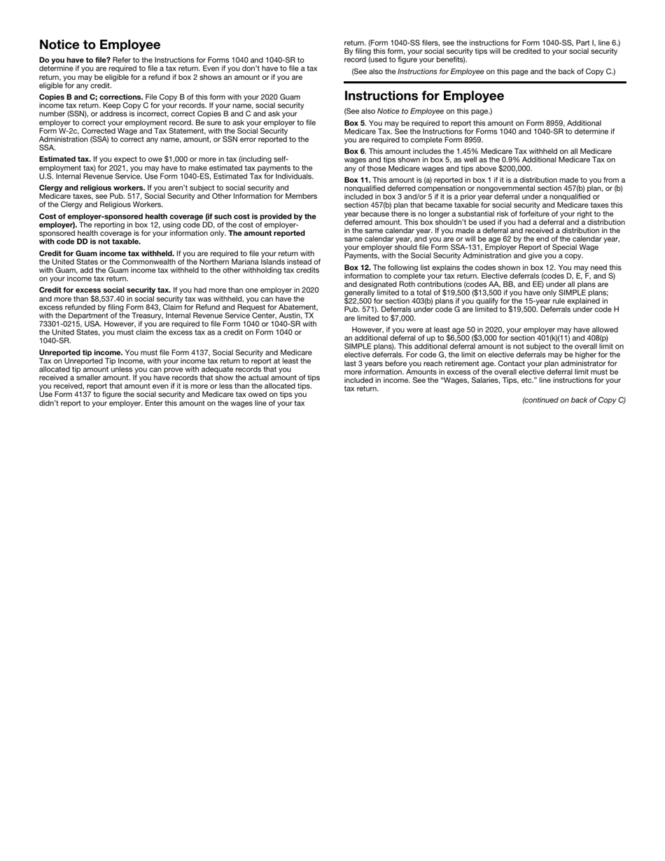 IRS Form W-2GU Guam Wage and Tax Statement, Page 5