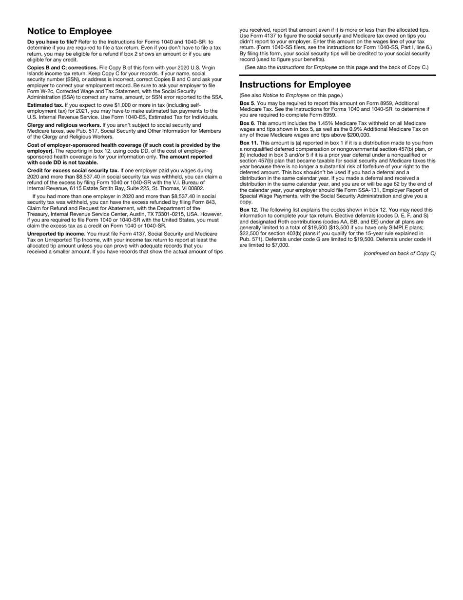 IRS Form W-2VI U.S. Virgin Islands Wage and Tax Statement, Page 5