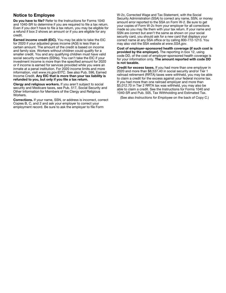 IRS Form W-2 Wage and Tax Statement, Page 5