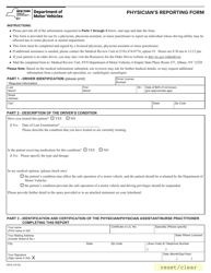 Form DS-6 &quot;Physician's Reporting Form&quot; - New York