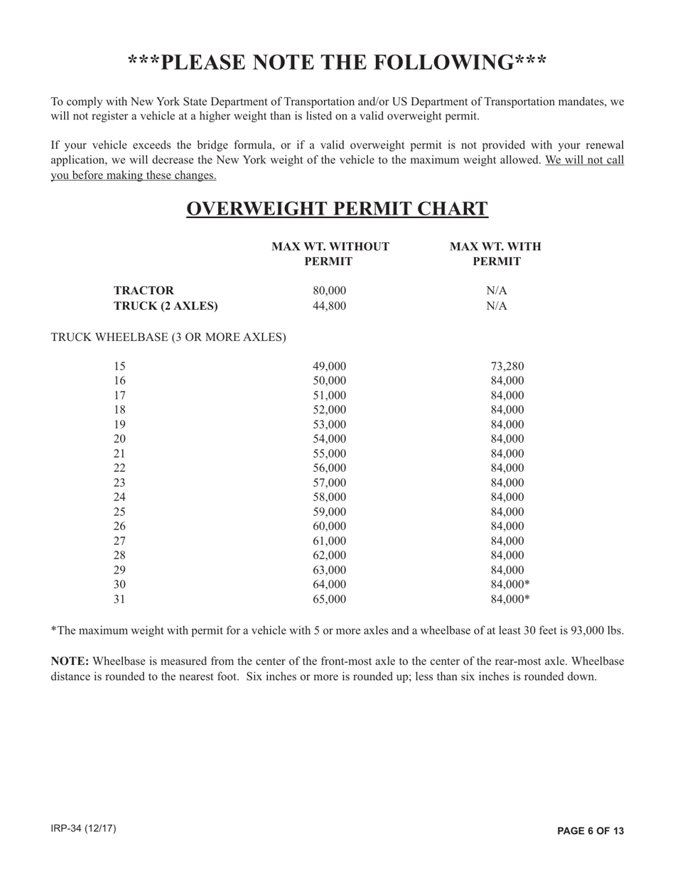 Form IRP-34 Irp Renewal Packet - New York, Page 6